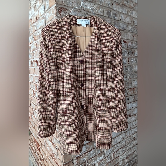 Saville Jackets & Blazers - Wool Houndstooth Blazer with Pockets